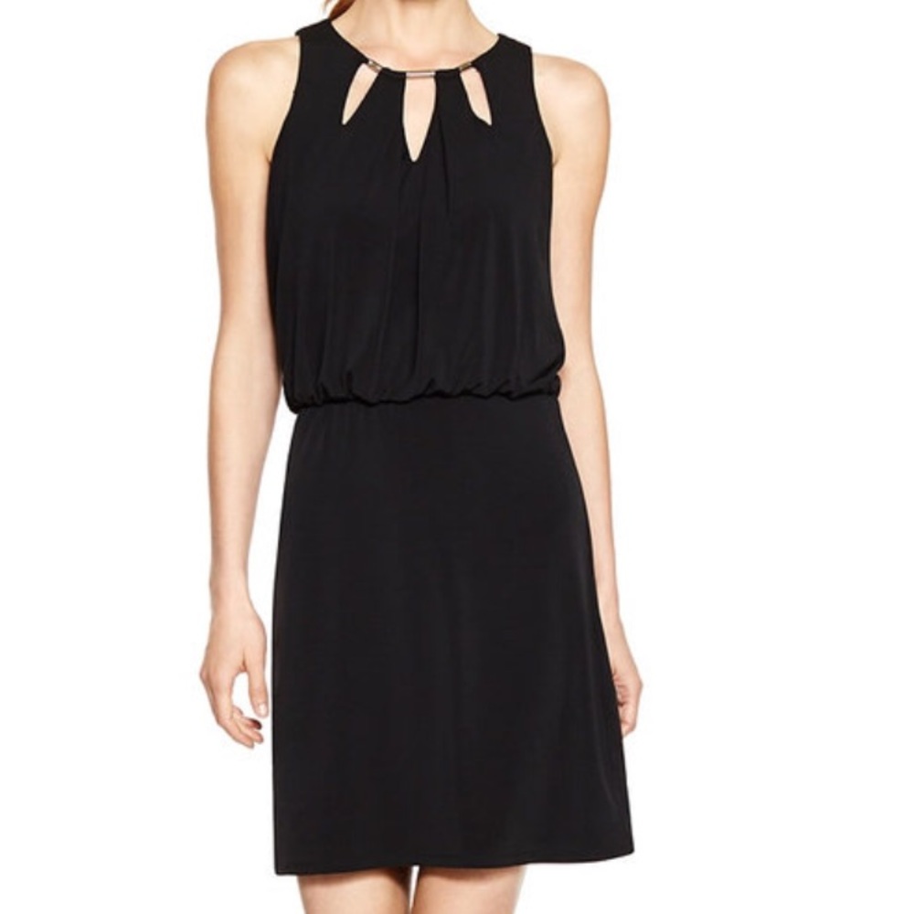 WHBM SLEEVELESS CUTOUT BLACK DRESS